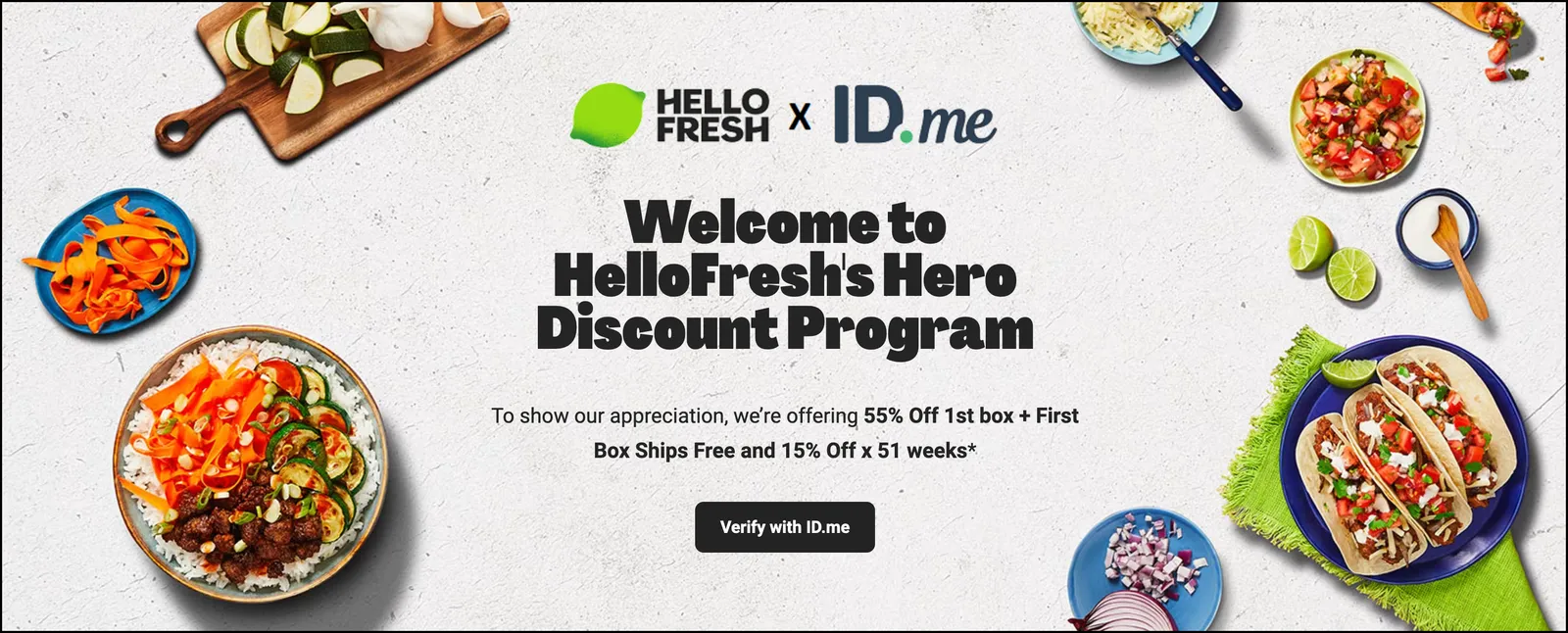 Image that shows how Hello Fresh incorporates ID.me to offer exclusive discounts to Military